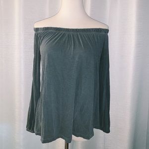 GREY OFF THE SHOULDER TOP